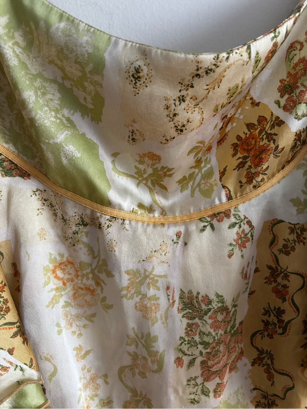 Kimchi Blue Floral Mini Skirt in Cream, Olive Green & Yellow Trim - Picture 3 of 5